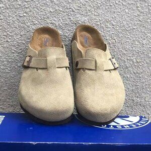 New Boston Ladies Taupe Suede Clogs Slipper